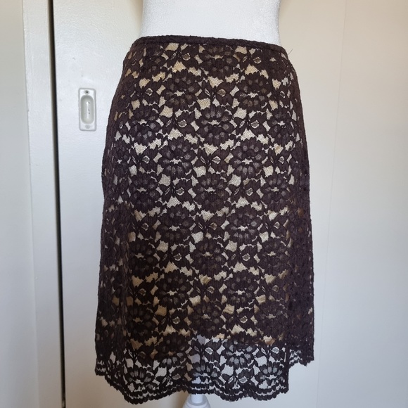 Vintage Influence de NAF NAF French XS/S Lace Skirt Brown/Golden. - Picture 3 of 7